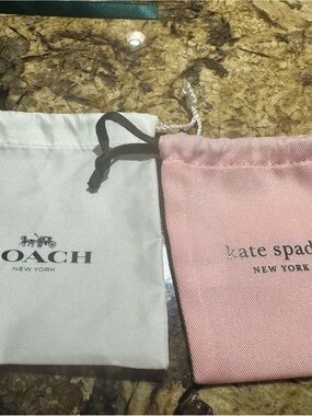 Coach and Kate Spade extra small Drawstring Pouches - Pink & Cream